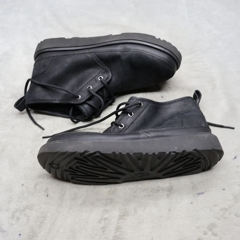 UGG Mens 10 Chukka Boots Black Leather Neumel Weather II Waterproof 1120851